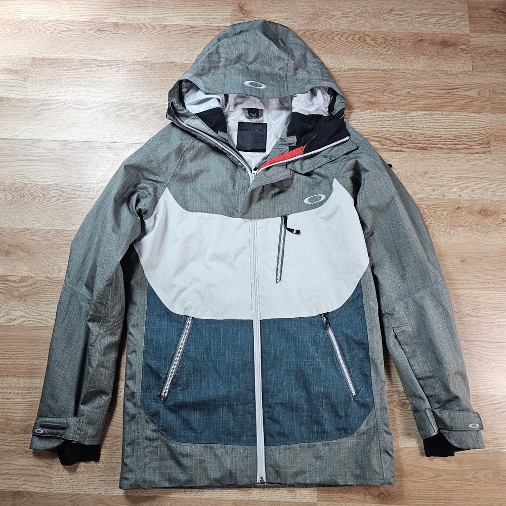 Vtg Oakley Jacket Mens Small Y2k Loose Fit Snowboard Ski Gray Recco Tech Hiking